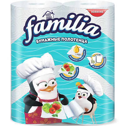 Бумажные полотенца Familia 2 слоя 2 рулона Бумажные полотенца Familia 2 слоя 2 рулона