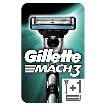 Станок для бритья GILLETTE Mach3 +2кас Станок для бритья GILLETTE Mach3 +2кас
