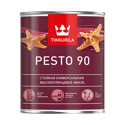 Эмаль высокоглянцевая Tikkurila PESTO 90 База A 0,9л Эмаль высокоглянцевая Tikkurila PESTO 90 База A 0,9л