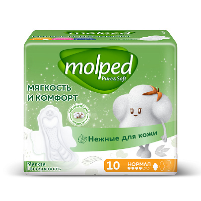 Гигиенические прокладки MOLPED PURESOFT Нормал 10шт. Гигиенические прокладки MOLPED PURESOFT Нормал 10шт.